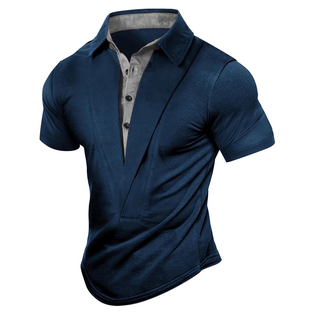 Summer Men's Outdoor Retro Casual Shirt Standing Neck Short Sleeve T-shirt