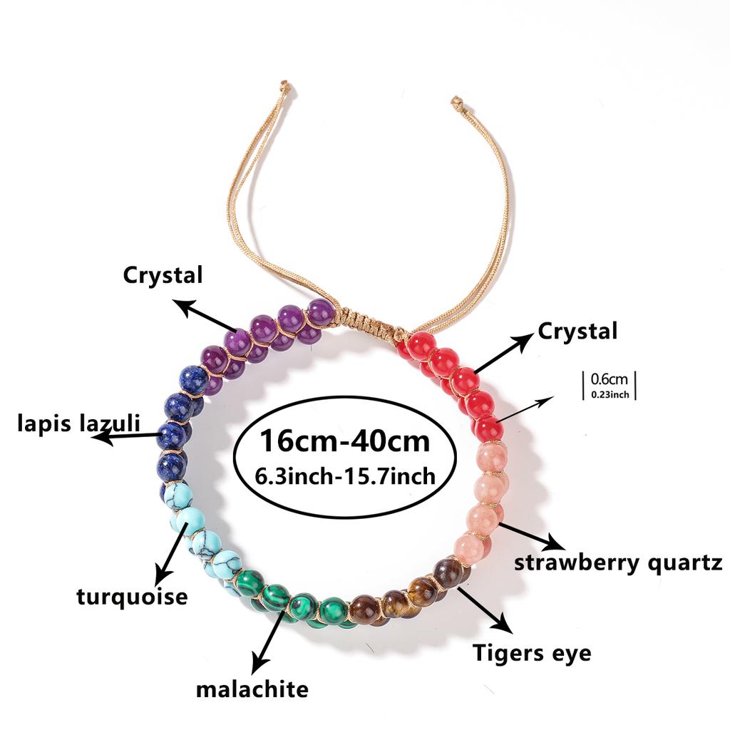 Ankle Bracelet for Women Double-layer Braid Beach Accessories 7 Chakras Boho Turquoise Jewelry Black Green Red Summer Things
