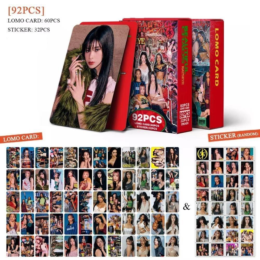 92Pcs/Set BEAUTIFULCHAOS KATSEYE Lomo Photo Cards HD Printed MANON MEGAN KATSEYE New Album LOMO Cards LARA DANIELA With Stickers