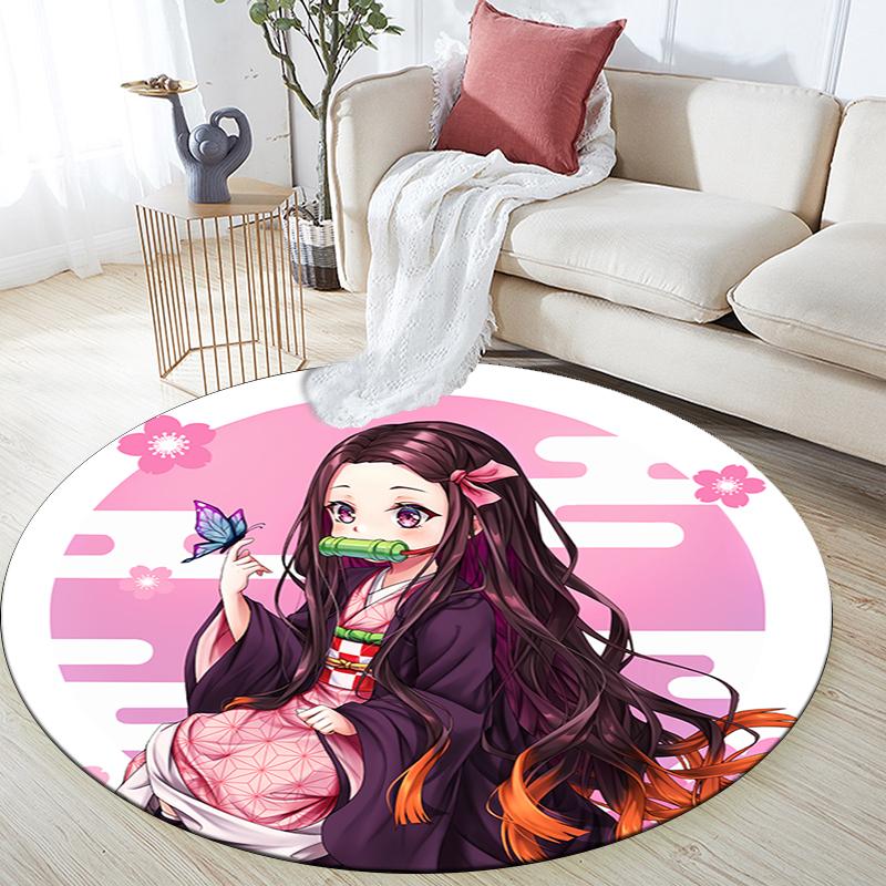 Tappeto Rotondo con Stampa Cartoon, Tappeto per Soggiorno Camera da Letto Divano Sala Giochi Decorazione, Tappetino Antiscivolo