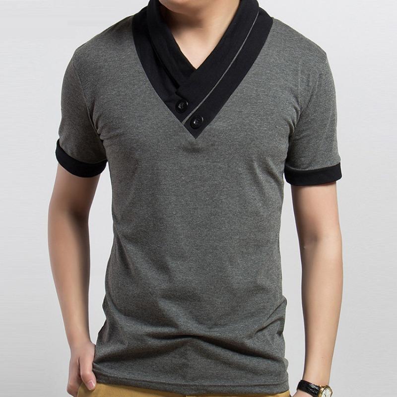 Men Color Splicing Short Sleeve Casual T Shirt