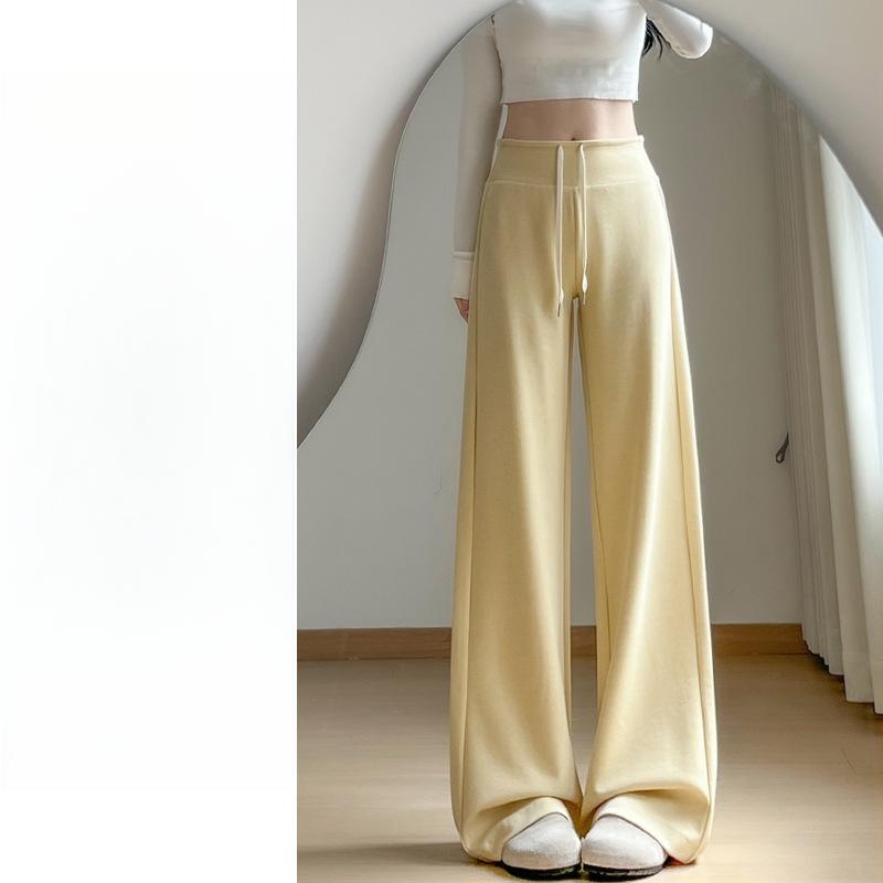 Černé ležérní tepláky se stahovací šňůrkou s vysokým pasem Dámské letní nové s vysokým pasem volné a tenké malé široké nohavice