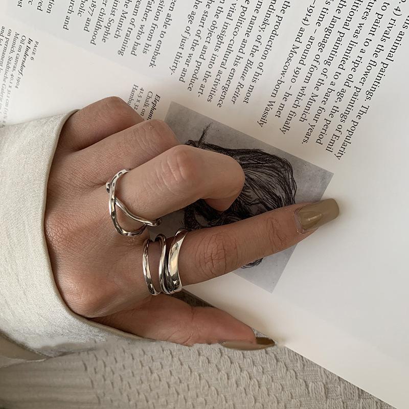 Interlocking Line Open Ring Women's Fashion Multi-layer INS Trend 100% Match Personality Index Finger Party Ring
