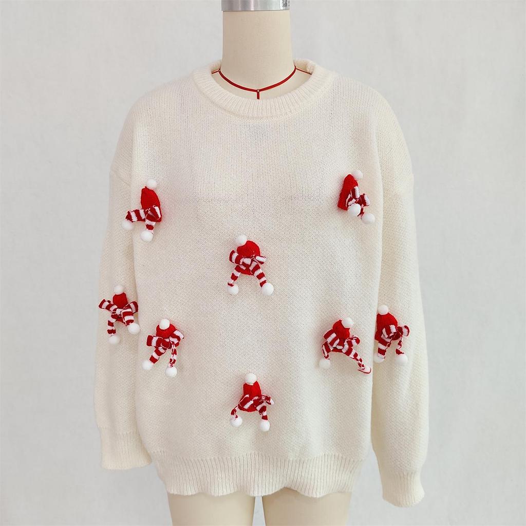 Herbst/Winter Patchwork Strickoberteil mit Schleife - Lässiger Stil für Damen zu Weihnachten & Neujahr.