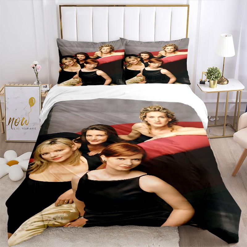 Four Women Black Dresses Print 3Pcs Bedding Set,Duvet Cover with 2 Bedro,Pillowcase Home Birthday Gift
