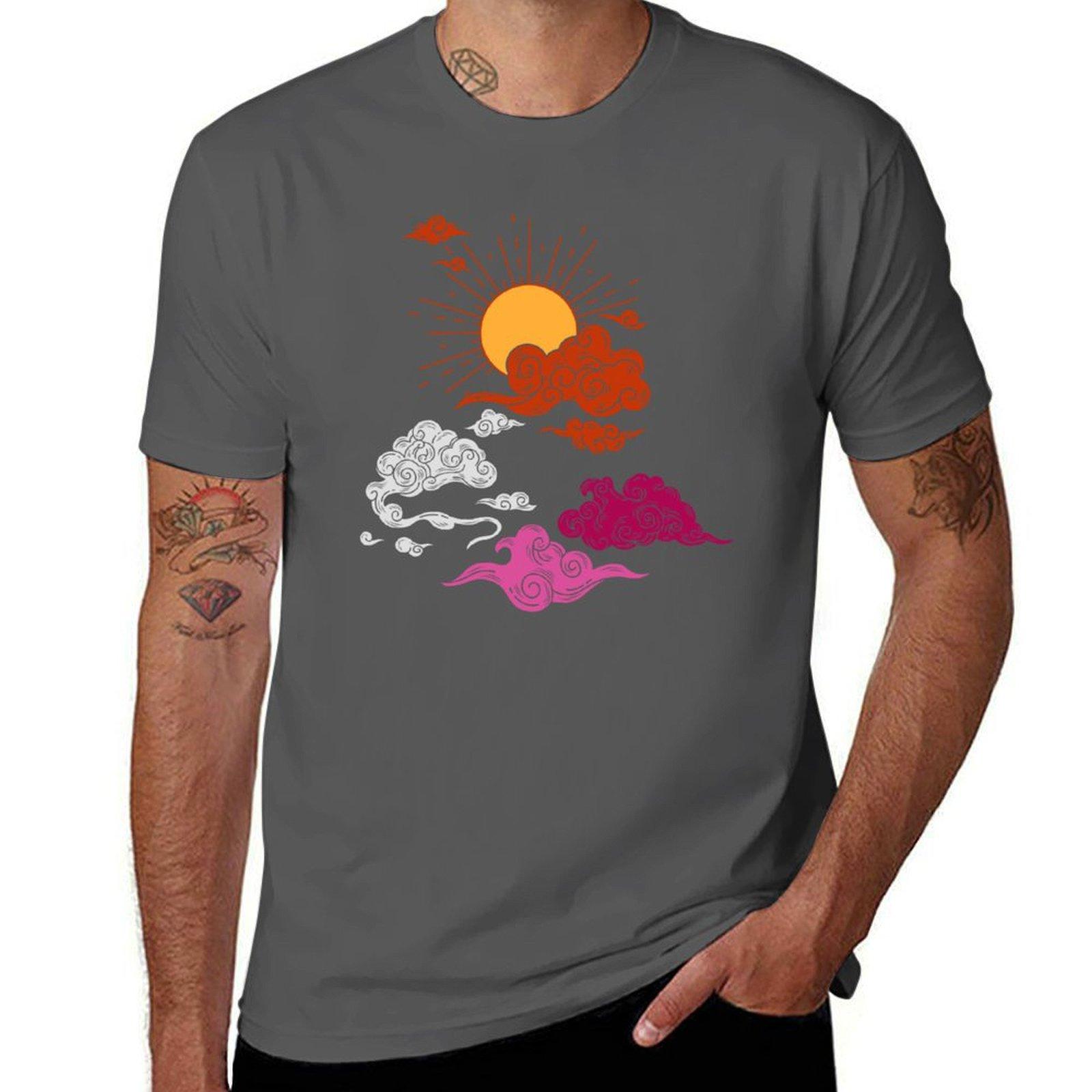 

Suns and Clouds Lesbian Pride T-Shirt cotton t shirts high quality graphic t shirts for man man graphic t shirt T-Shirt 4XL