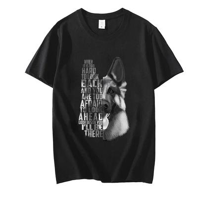 Casual T-Shirt for Men German Shepherd Printed Short Sleeve T-Shirt German Shepherd Black and White Mens T Shirt Fashion Clothes#Color