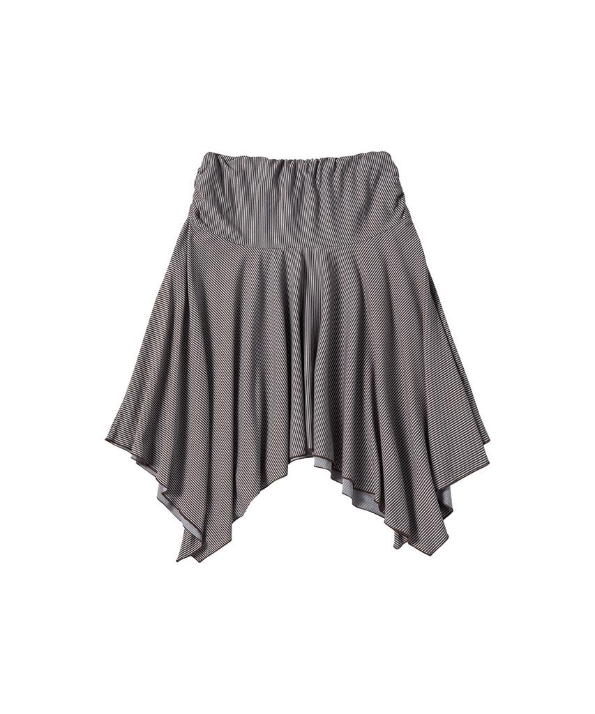 Comoni Nose W Stripe Layered Skirt [Brown]