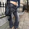 Retro Washed Distressed Straight Leg Jeans Men Women Loose Fit Cotton Denim Pants Casual Vintage Style