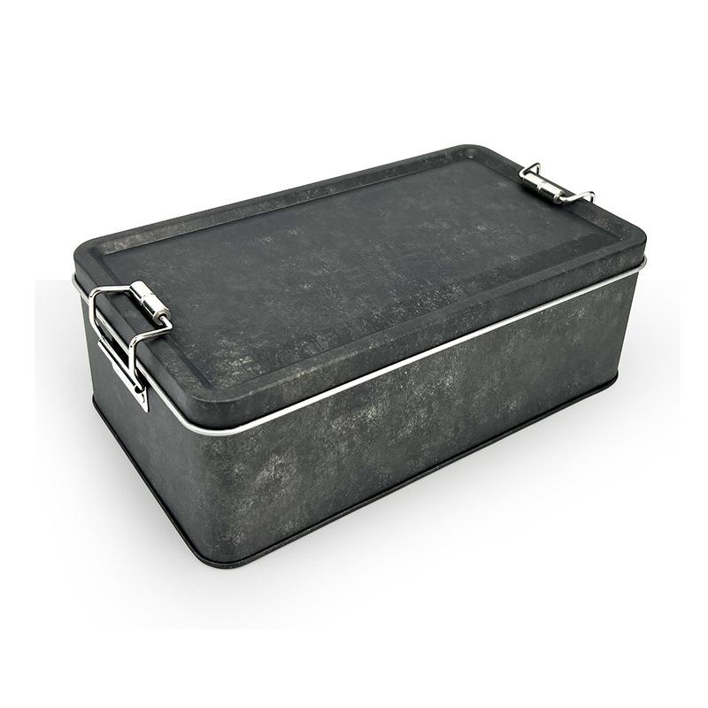 Old-Fashioned Rectangular Tinplate Box With Lid High Quality Metal Storage Box Cake Packaging Box Durable With Buckle Candy Box