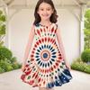 Girls Round Neck Sleeveless Navy Blue Starry Printed A Line Flared Dress