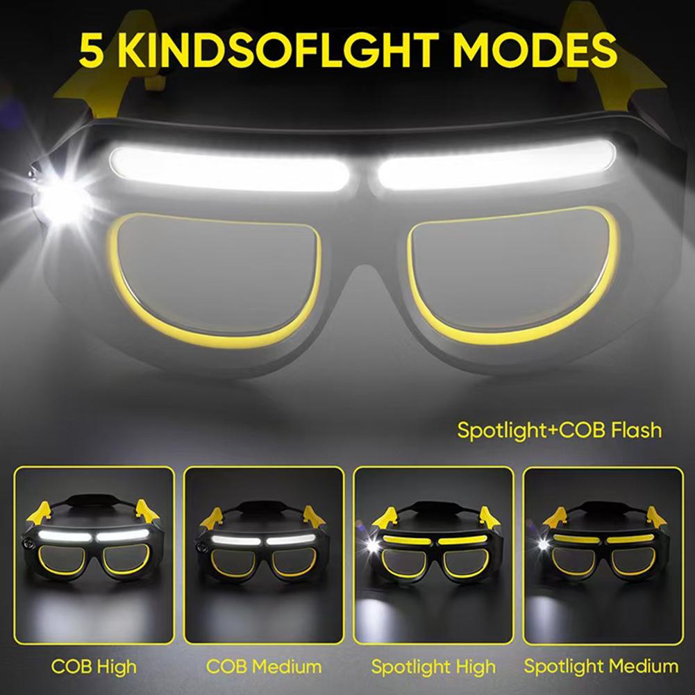 Rechargeable LED Safety Glasses Headlights Detachable Sunglasses Multifunctional Headlamp for working Riding Night Fishing