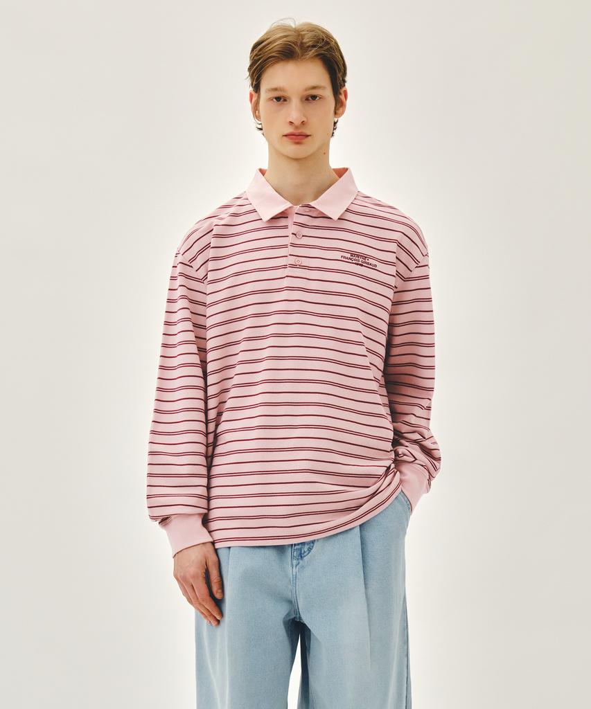 Malittepeulangsowajeobeo Stripe Pique Long Sleeve Tee Pink