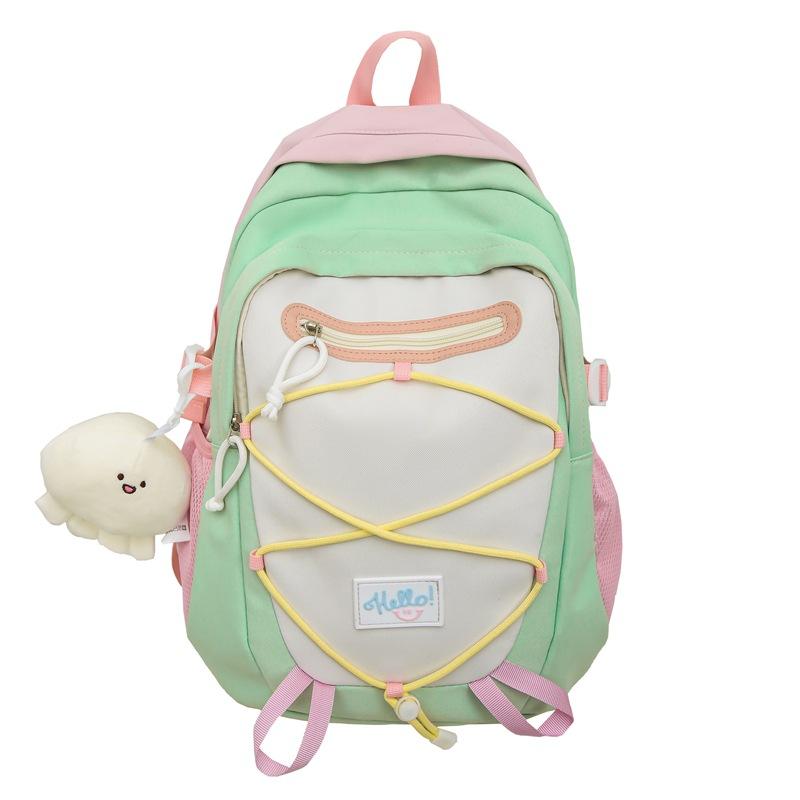 Schoolbag small fresh contrasting color backpack female ins Japanese sweet wind junior high school student schoolbag trend large capacity backpack
