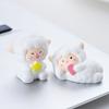 2Pcs Mini Resin White Miniature Sheep Figurines Tiny Resin Sheeps Figures Small Animals Lamb Figurine for Desk, Car Accessories