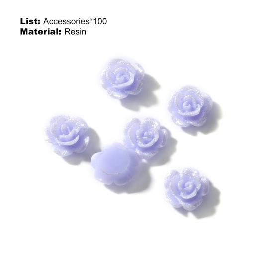 100Pcs/Set Nail Ornament Flower Shape Ice Penetration 3D Effect Resin Camellia Aurora White