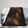 Afrocentric African Art Black And Gold Fleece Blankets Awesome Throw Blanket for Home 150*125cm Plush Thin Quilt,