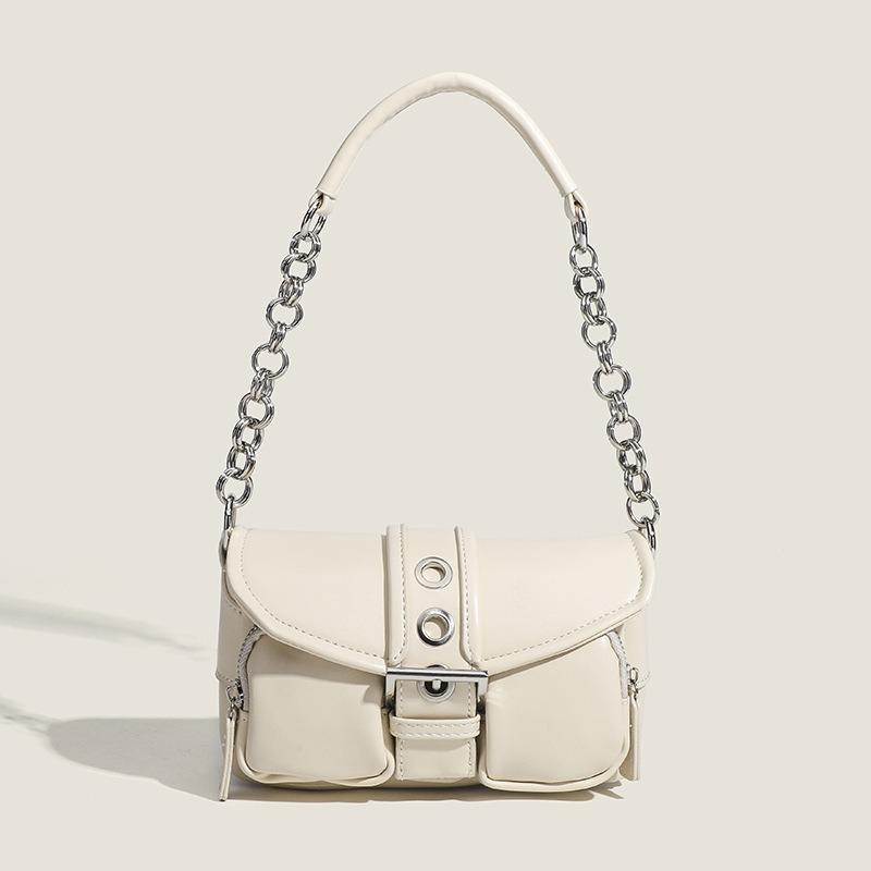 Fashion Simple Retro Round Chain Underarm Bag New Trend Baguette Crossbody Small Bag Commuter Bag Shoulder Bag