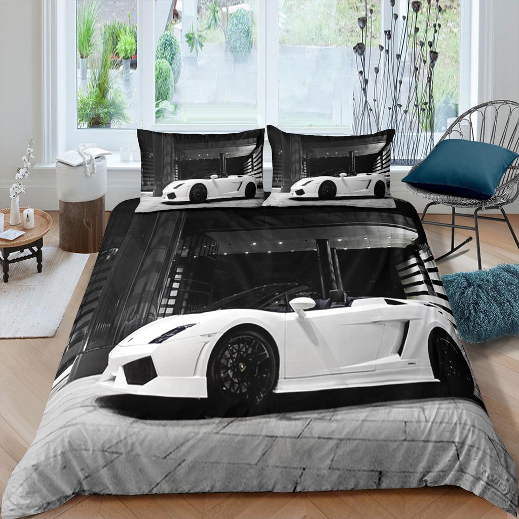 Racing Car Printed Duvet Cover With Pillowcase Bedding Set Single Double Twin Full Queen King Size 2/3pcs Polyester Quilt Cover