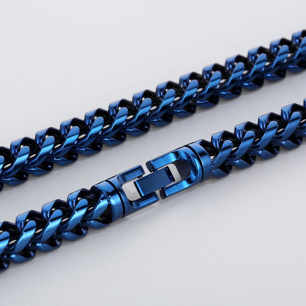 Hip-Hop Men's Necklaces Rainbow Gold Color 8/10MM Wide Stainless Steel Link Neck Chains for Men Birthday Jewelry Gift for Him