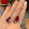 Cross Border S925 Silver Needle Paraibal Emerald Red Corundum Earrings Fashion