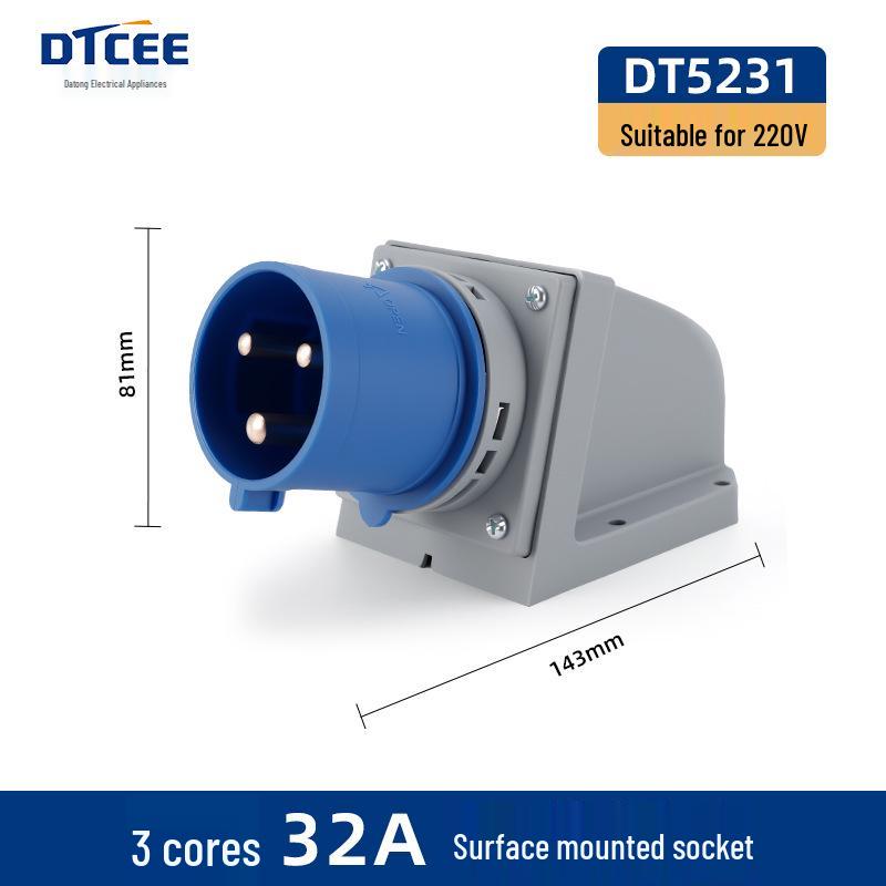 Waterproof 3-Phase 4-Pin 16A/32A IP44 Aviation Socket & Plug