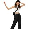 Li Ning Sports Lifestyle Series Solid Color Mid Waist Drawstring Loose Cuff Knitted Sports Pants Women Bottoms Standard-White AYKU366-1
