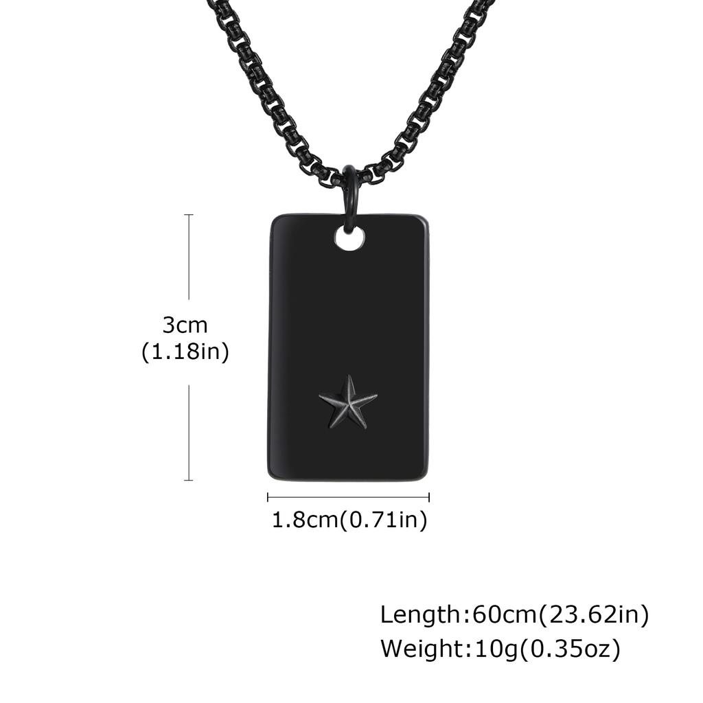 Vnox 60cm Stylish Dog Tag Pendant Neckalce for Men, Stainless Steel Geometric Box Chain Necklace, Birthday Graduate Father Gift