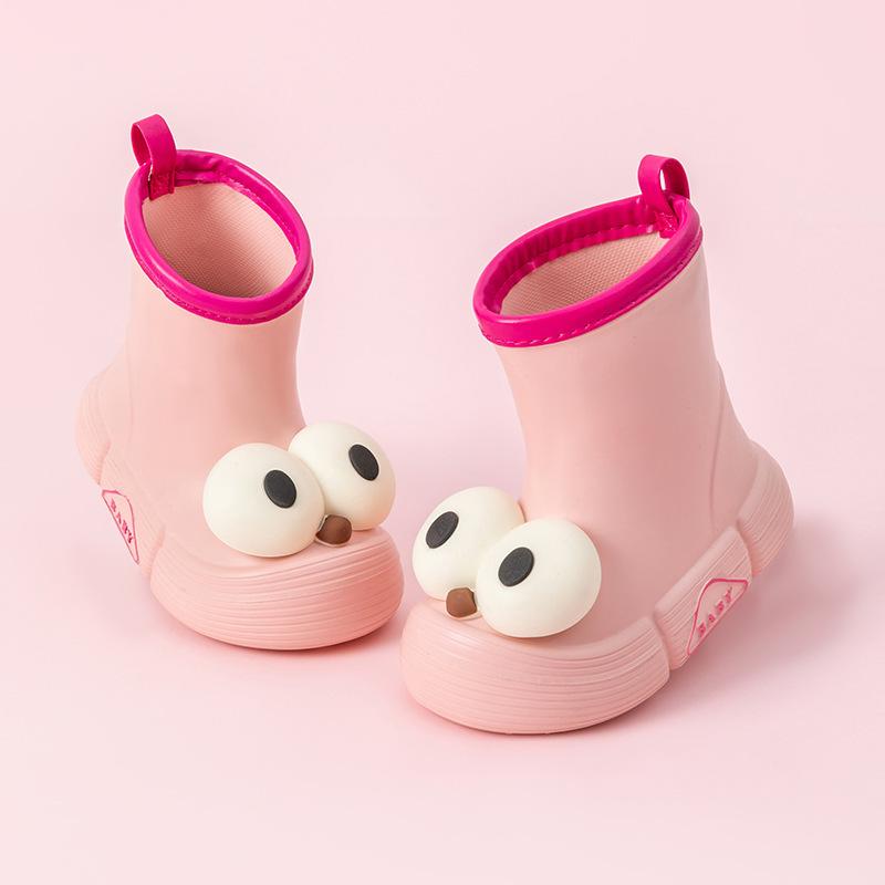 Cute Big Eyes Parent-Child Cartoon Rain Boots for Girls Outdoor Wear Student Kids Water Shoes Non-Slip Waterproof Rainy Day Rubber Shoes