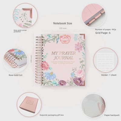 B5 Grenzüberschreitendes Spiralgebet-Notizbuch: Zeitplan und englisches Gebetbuch