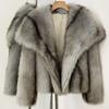 European and American winter new imitation fur coat women's clothing imitation fox hair short fashion striped large lapel coat