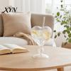 Hitzebeständiges Weinglas Kreativer Herzförmiger Kelch mit Strohhalm, Personalisierter Saft Verdickter Becher für Cocktails Becher, Liebe Herz Stielglas Champagner