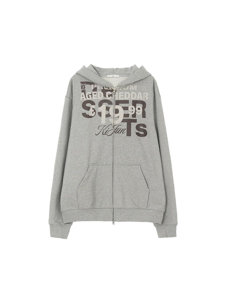 Kijun Men Grocery Hoodie Zip-Up Melange Gray