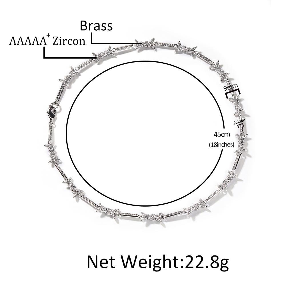 Hiphop New Thorn Fine Wire Necklace Personalized Zircon Creative Men's Necklace