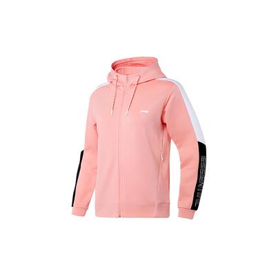 Li Ning Trainingsserie Lässiger Sport Kapuzen-Cardigan Sweatshirt Damen Oberbekleidung Mandelrosa AWDQ314-2