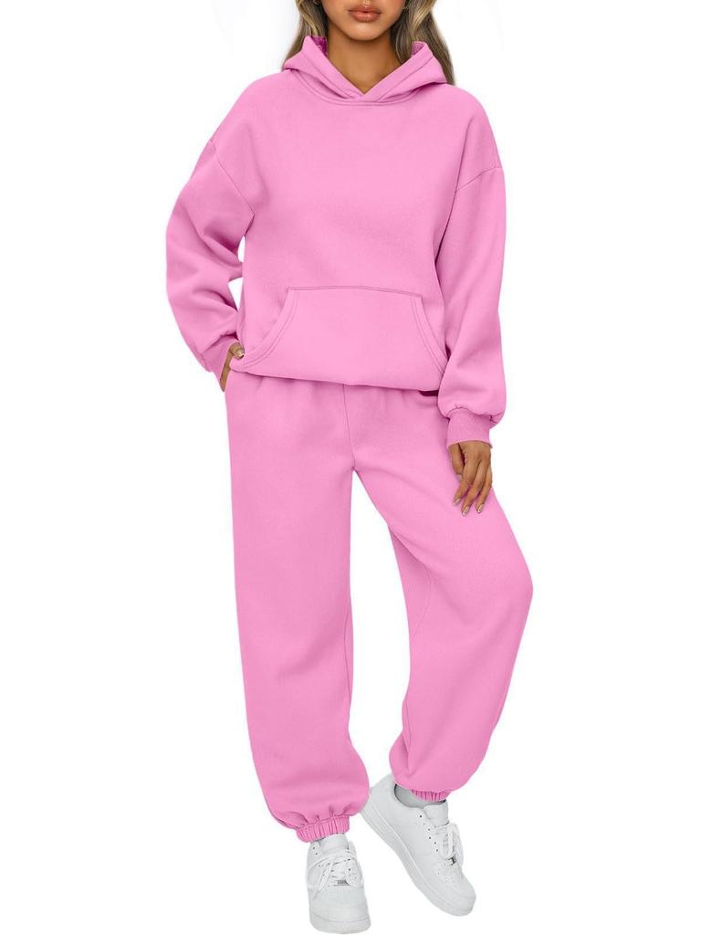 Women's Fall/Winter Casual Two-Piece Set Hooded Sweatshirt and Sweatpants