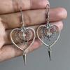 Harajuku Dark Style Retro Heart Cross Tassel Earrings for Women