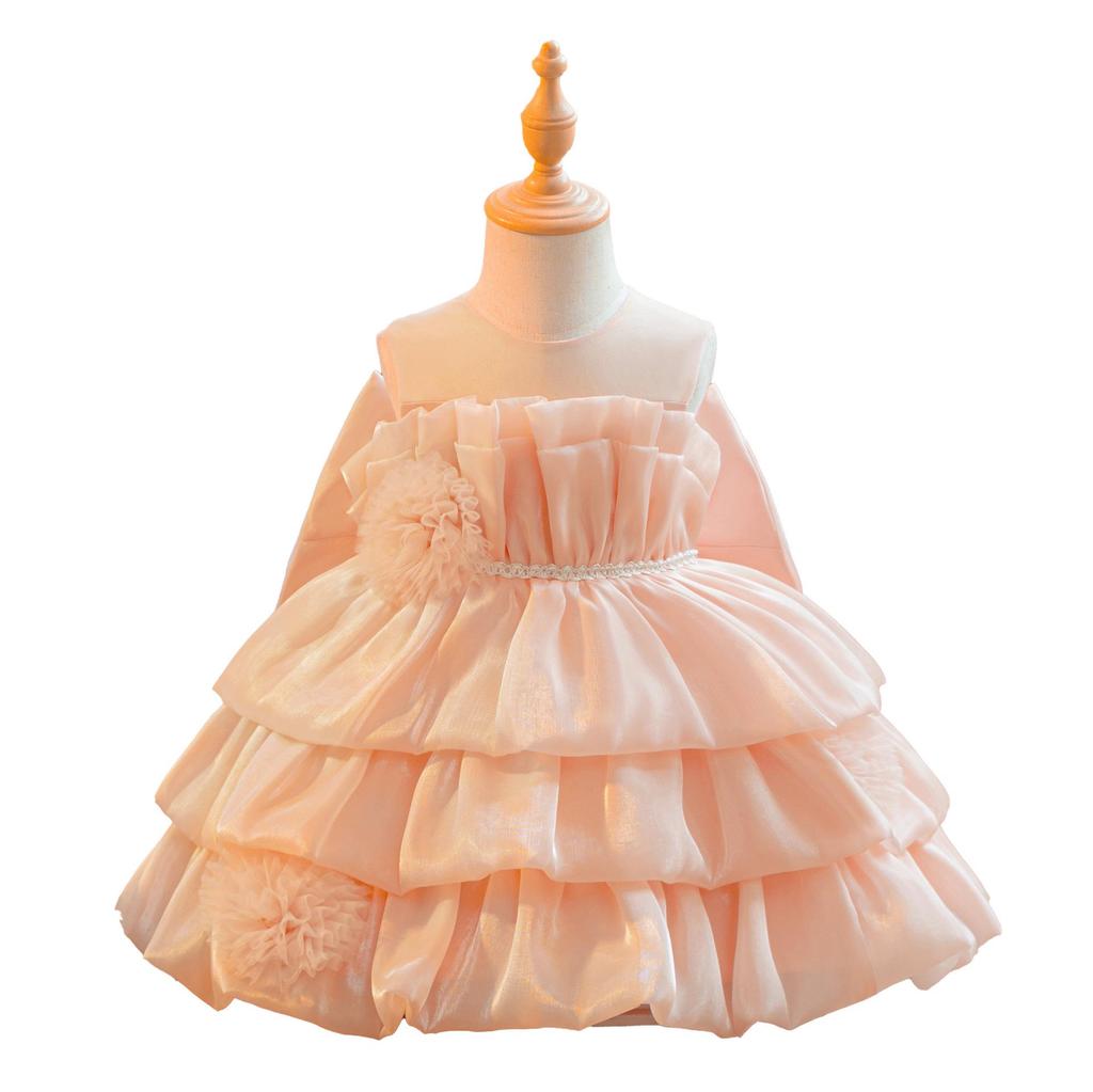 Girls' Princess Puffy Gauze Layered Cake Dress - Flower Girl/Birthday Party Outfit