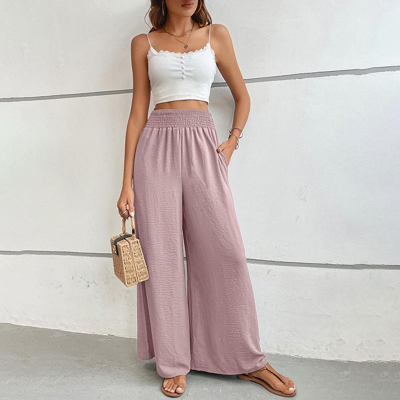 Women s Textured Elastic Waist Wide-Leg Pants - Russia 2026 Summer Bestseller. Medium