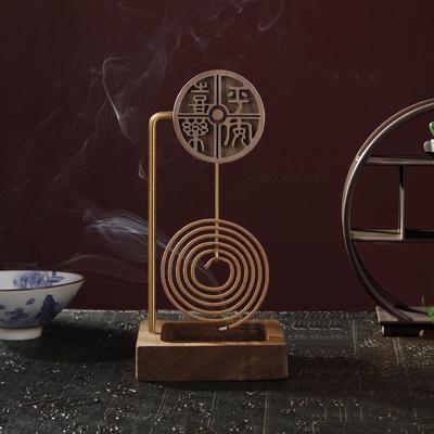 Sandywood Incense Holder for Coil Incense Upside Down Incense Burner with Wooden Ash Catcher Buddhism Supplies Home Decor