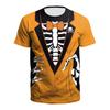 Halloween Kürbis Skelett Bedrucktes Herren T-Shirt Rundhals Kurzarm Freizeit Oberteil