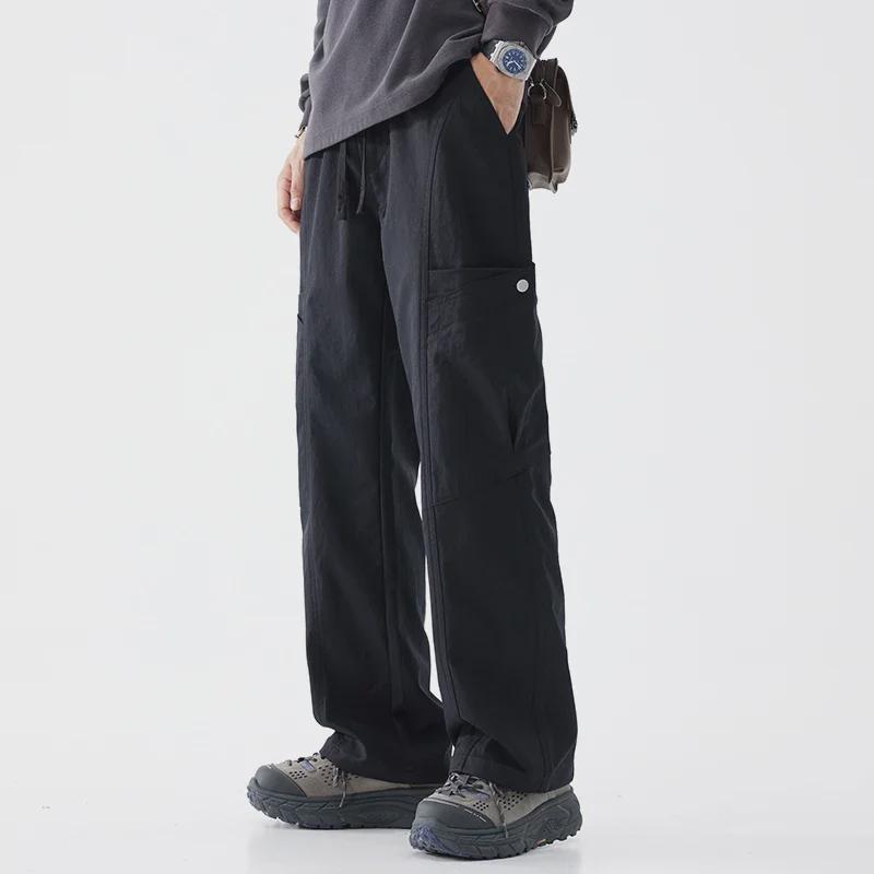 Men's Maillard Spring/Autumn Straight Casual Pants: Trendy Outdoor Functional Overalls