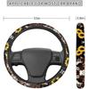 15inch Cow Sunflower Auto Steering Wheel Cover for Women Men Sunflower Lover,Brown Cowhide Steering Wheel Cover Protector Accessory Elastic and Anti