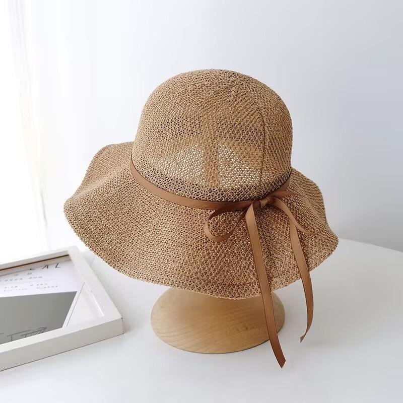 Summer Hat Women's Sunscreen Hat Sun Hat Mesh Breathable Sun Hat Bow Fisherman Hat Outdoor Travel Basin Hat