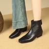 Autumn and winter new imitation leather French retro pointed thin boots low heel and bare boots Martin boots thick heel short boots