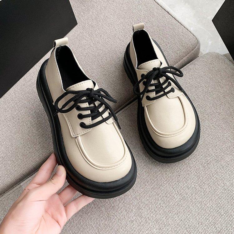 

23 new loafers women s soft soles new autumn fashion British style small leather shoes brown single shoes 40 бежевий