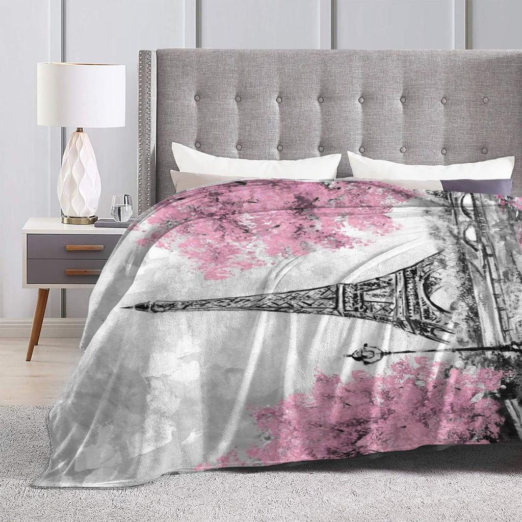 Eiffel Tower in Paris Printed Blanket for Sofa Bed Travel Camping Living Room Office Conditioning Blanket for All Seasons Gifts