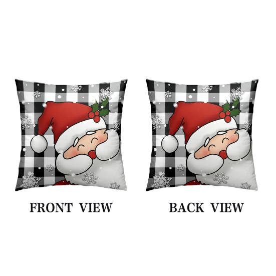2Pcs Christmas Tree Pillowcase Santa Claus Snowman Pattern Zipper Invisible Lightweight Breathable Winter Pillow Cover