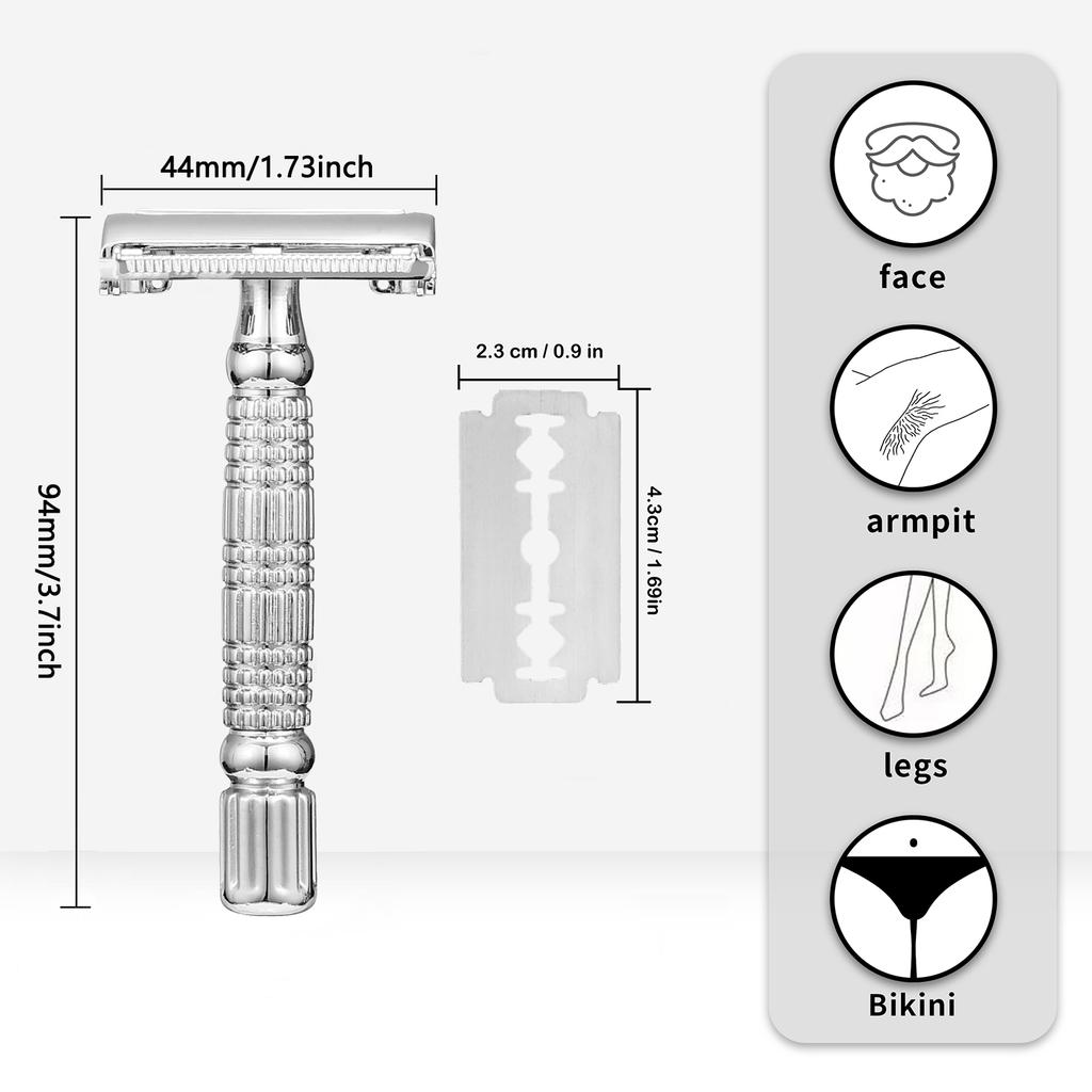 Durable And Safe Butterfly Open Tto Double Edge Metal Safety Razor Wet Shaving Kit For Men Women With 5 Pcs Blade And Mirrored Travel Case