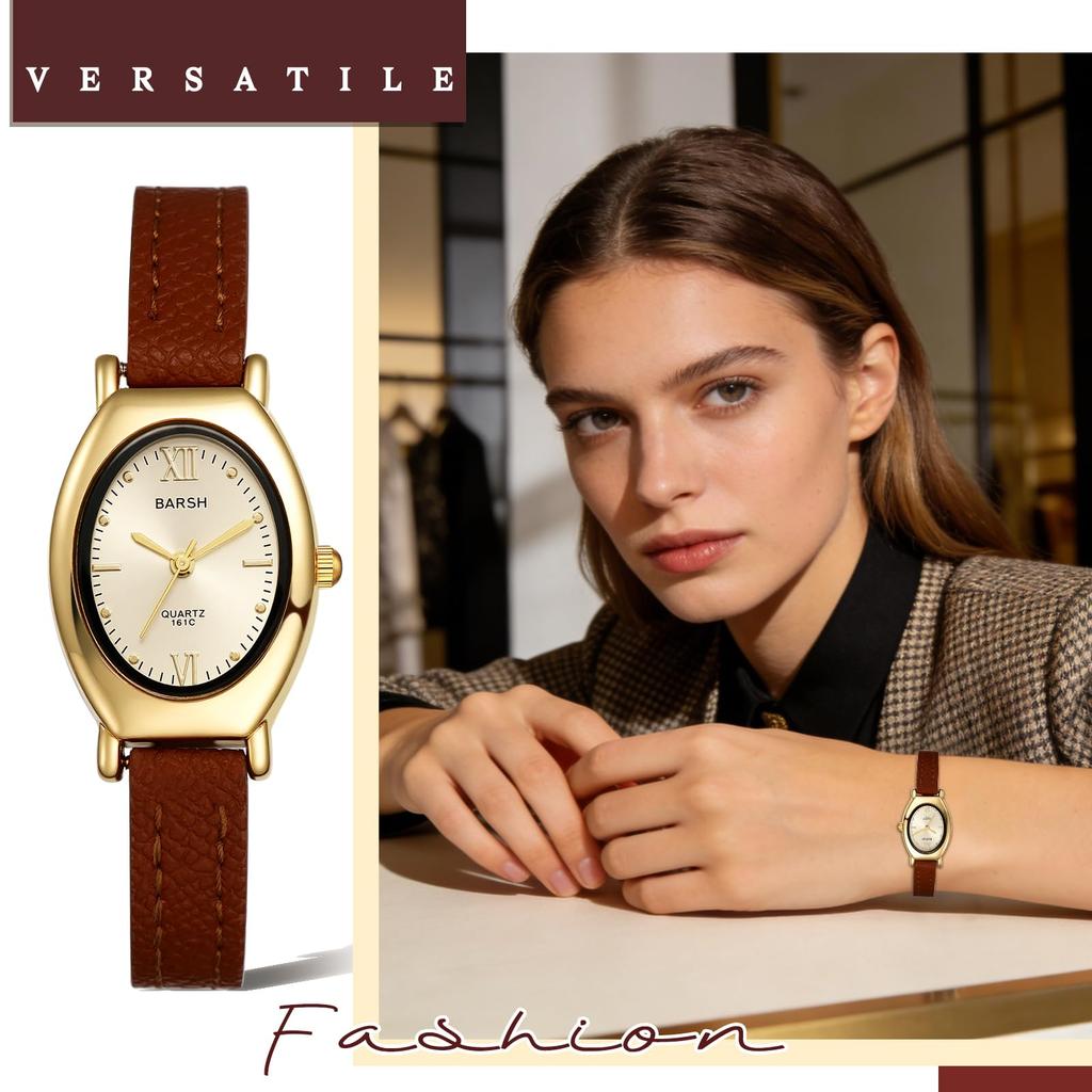 Women's Watch Leather Strap Waterproof Bracelet Roman Numerals Analog Display Antique Fashionable Quartz Casual Business Fashion Accessory -